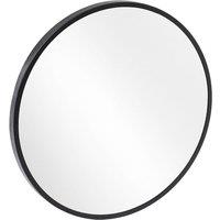 Living and Home Modern Round Wall Mirror with Metal Frame Minimalist Decorative Mirror for Living Room, Bedroom in Black | Size: Large