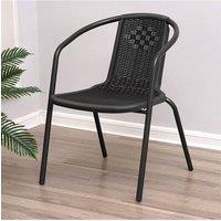 Living and Home 4Pcs PE Rattan Stacking Outdoor Garden Chairs in Black