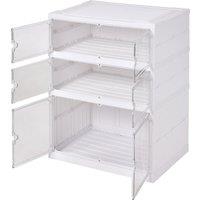H&O Direct 3-Tier Foldable Storage Rack Shoes Organizer with Doors in White