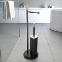 Showerdrape Chester Black Toilet Roll Holder & Toilet Brush Combination