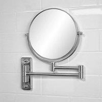 Showerdrape Lindos 3x Magnifying Chrome Extending Wall Mounted Shaving Mirror in Metallic Silver