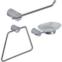 Showerdrape Vitality Chrome Stainless Steel Wall Mounted 3 Piece Bathroom Accessory Set in Metallic Silver