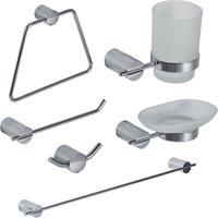 Showerdrape Vitality Chrome Stainless Steel Wall Mounted 6 Piece Bathroom Accessory Set in Metallic Silver