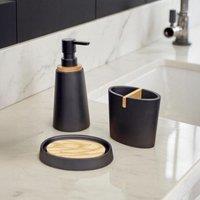 Showerdrape Sonata Black & Bamboo 3 Piece Bathroom Accessory Set