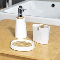 Showerdrape Sonata Black & Bamboo 3 Piece Bathroom Accessory Set in White