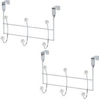 Showerdrape Set of 2 Akoya Black Over Door Storage Hooks in Metallic Silver