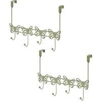 Showerdrape Set of 2 Butterflies Pink Over Door Storage Hooks in Green