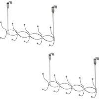 Showerdrape Set of 2 Waves Black Over Door Storage Hooks in Metallic Silver