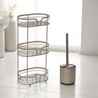 Showerdrape Dante Bathroom Accessory Set Floor Caddy with Toilet Brush & Holder in Beige