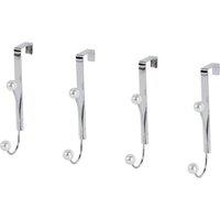 Showerdrape Tahiti Pearl Set of 4 Chrome Over Door Hooks in Metallic Silver