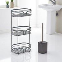 Showerdrape Dante Bathroom Accessory Set Floor Caddy with Toilet Brush & Holder in Grey
