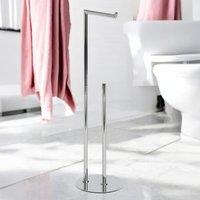 Showerdrape Belgravia Chrome Freestanding Toilet Roll Holder & Spare Combo in Silver