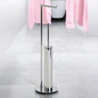 Showerdrape Belgravia Chrome Freestanding Toilet Roll Holder & Toilet Brush Combo in Silver