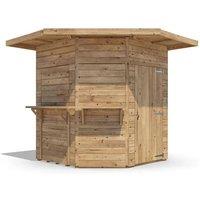 Dunster House Corner Hangover Garden Bar Shed 2.4m x 2.4m Pressure Treated in Brown