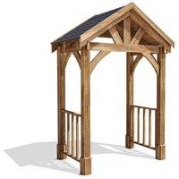 Dunster House Wooden Porch Canopy Kit 2m x 1.5m Black Shingles Pressure Treated in Brown