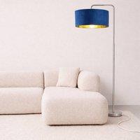 CGC Lighting Kyra Brushed Nickel Angled Floor Lamp with Large 45cm Velvet Lampshade in Navy