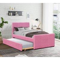 Comfy Living Ltd 3ft Single Fabric Bed Frame With Trundle Bed in Pink