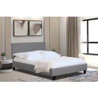 Comfy Living Ltd Modern Hopsack Fabric Upholstered Bedframe in Light Grey | Size: Small Double