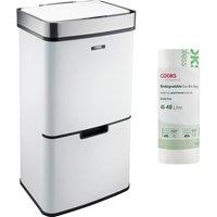 Cooks Professional Recycling Sensor Bin 75L with 25 Biodegradable Bin Bags in White