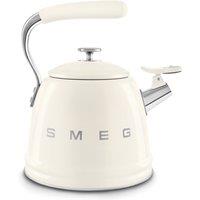 Smeg WKF01CR Whistling Kettle, 2.3 litres with Steam Whistle, Cool Touch Handle & Practical Spout, Cream in Tan | Size: A