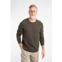 Weird Fish Men's Rhett Crew Neck Knitted Jumper in Dark Green | Size: XL