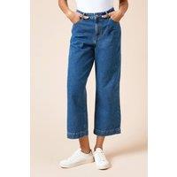 Dorothy Perkins Women's Cropped Wide Leg Jean in Mid Blue | Size: 18