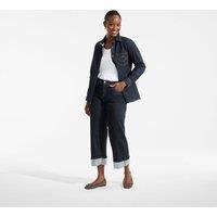 Lands' End Women's Lulu Guinness Petite Cropped Wide Leg Turn Up Jeans in Dark Indigo | Size: 12