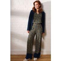 Nomads Clothing Women's Viscose Contrast Hem Trousers in Khaki | Size: 20