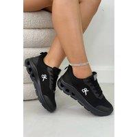 Love Lemonade Women's Everyday AirFlex Lightweight Lace-Up Comfort Trainers in Black | Size: 4