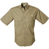 TAG Safari Men's Mens Buffalo Logo Trail Short Sleeve Shirt w Chest Pockets in Khaki | Size: Large