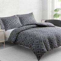 Grace Luxury Double Duvet Cover Set with Matching Pillowcases in Charcoal | Size: Super King