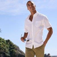 Lands' End Men's Tall Short Sleeve Seersucker Cotton Shirt in White | Size: 2XL