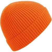 Beechfield Men's Engineered Knit Ribbed Beanie One Size in Orange