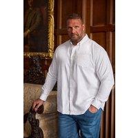 BadRhino Men's Premium Long Sleeve Oxford Cotton Shirt in White | Size: 4XL