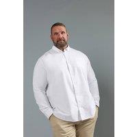 BadRhino Men's Premium Long Sleeve Oxford Cotton Shirt in White | Size: 5-6XL