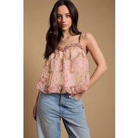 Oasis Women's Rope Neck Bubble Hem Cami Blouse | Size: 14
