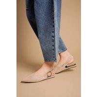 Oasis Women's Binx Faux Suede Slingback Pointed Flat Shoes in Taupe | Size: 7