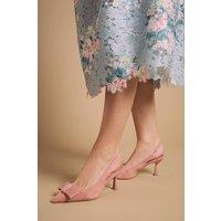 Oasis Women's Kiki Faux Suede Bow Detail Stiletto Heel Court Shoes in Pink | Size: 5