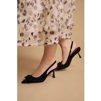 Oasis Women's Kiki Faux Suede Bow Detail Stiletto Heel Court Shoes in Natural Black | Size: 4