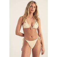 NastyGal Women's Crochet Shell Trim Triangle Bikini Set in Butter | Size: 12