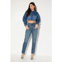 MissPap Women's Seam Detail Straight Cut Denim Jean in Vintage Blue | Size: 16