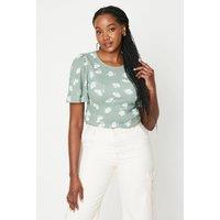 Dorothy Perkins Women's Floral Angel Flutter Sleeve Jersey Top | Size: 8