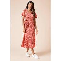 Dorothy Perkins Women's Petite Animal Wrap Front Jersey Midi Dress | Size: 6