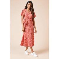 Dorothy Perkins Women's Petite Animal Wrap Front Jersey Midi Dress | Size: 16