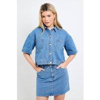 Dorothy Perkins Women's Boxy Cropped Denim Jacket in Light Wash | Size: 10