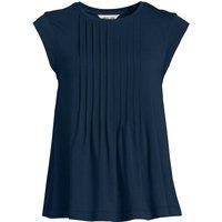Lands' End Women's Cap Sleeve Cotton Modal Pintuck Swing Top in Dark Navy | Size: Large
