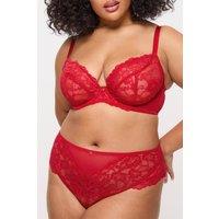 Ann Summers Women's Sexy Lace Fuller Bust Non Padded Plunge Bra in Red | Size: 40GG