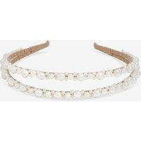 Jon Richard Women's Pearl Double Row Headband in White