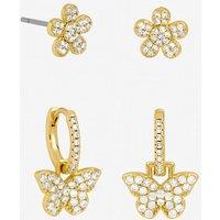 Jon Richard Women's Gold Plated Butterfly & Flower Earrings - Pack of 2
