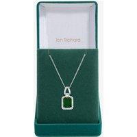 Jon Richard Women's Cubic Zirconia Emerald Perfume Bottle Pendant in Silver